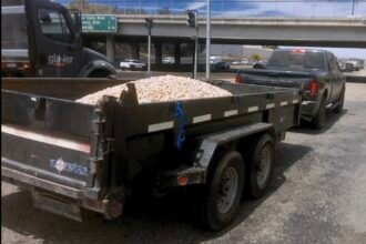 CHP's commercial vehicle troopers find multiple violations on pickup hauling uncovered load of rocks