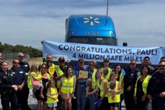 CHP hosts party at scale house for Walmart truck driver's 4 million safe miles
