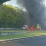 Fire engulfs four tractor trailers in crash that took one driver’s life