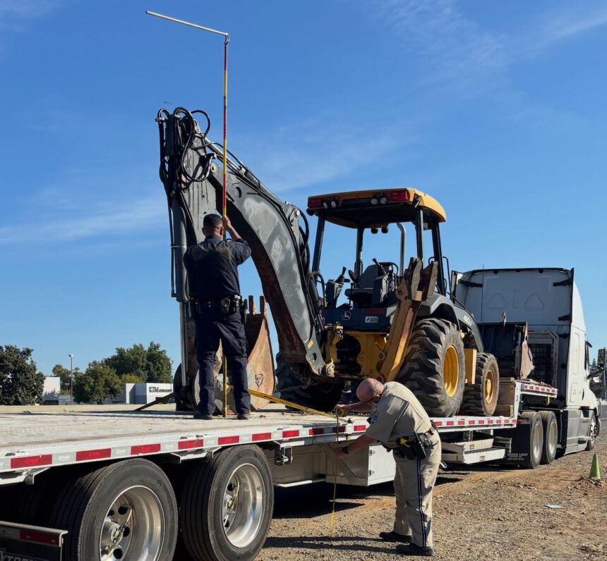 CHP reminds drivers to double check highest point of load when backhoe arm strikes overpass