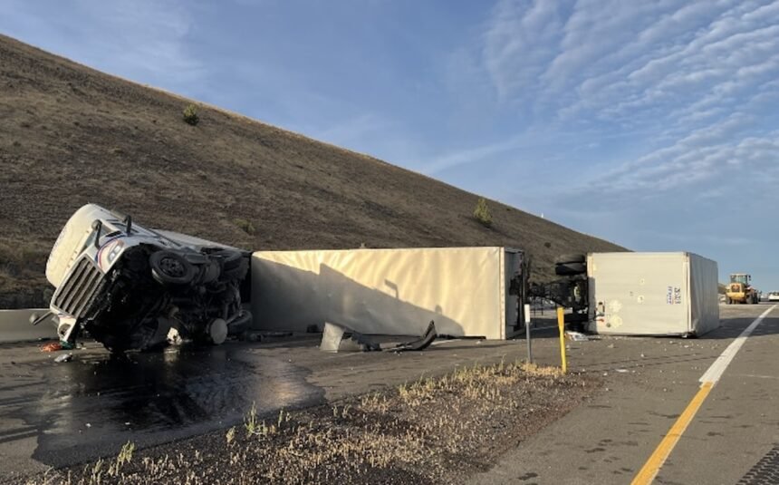 Driver hauling triple trailers arrested for intoxication, endangerment after wrecking