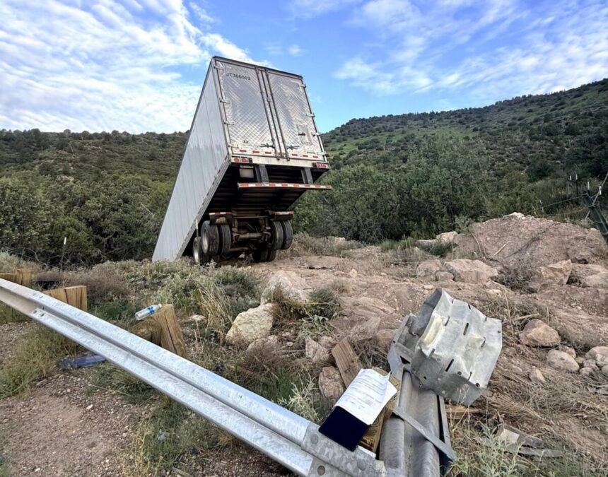 Truck driver loses control on winding mountain roadway in Arizona, crashes down 'steep ravine'