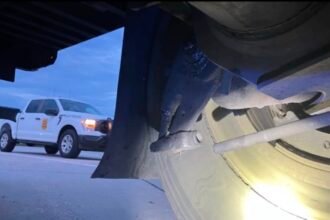 Inoperative brake and other out-of-service violations found on CMV that bypassed open Iowa weigh station