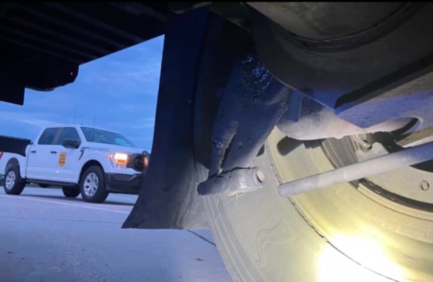 Inoperative brake and other out-of-service violations found on CMV that bypassed open Iowa weigh station