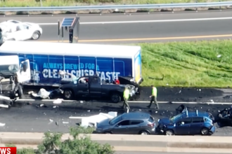 Fire Department declares “mass casualty” after 8 vehicle pile up at forced merge in construction zone
