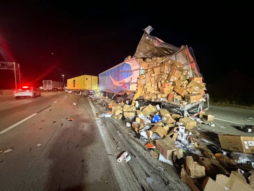 Truck driver parked on gore area to urinate prior to serious sideswipe crash, Indiana troopers say