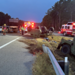 Trucker reports locked steering led to load of Humvees littering I-295