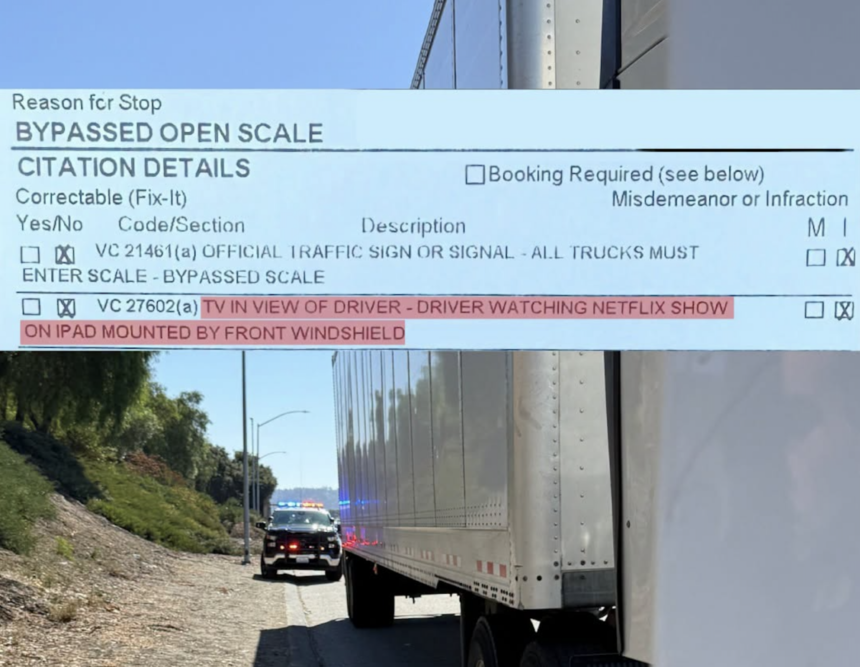 Truck driver who bypassed scales was distracted by Netflix show on tablet, CHP says