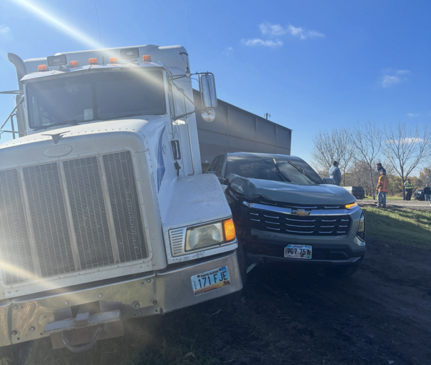 North Dakota troopers ask motorists to use caution passing after SUV strikes turning commercial vehicle
