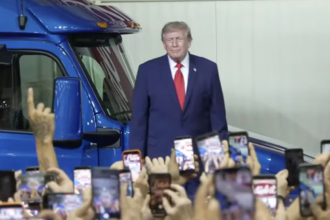 President Donald Trump visits Peterbilt Texas plant